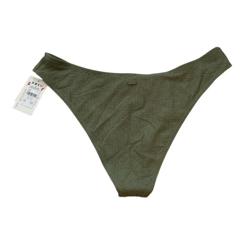 Roxy Women's Essaouira High Leg Moderate Bikini Bottoms Oil Green Size XXL Swim